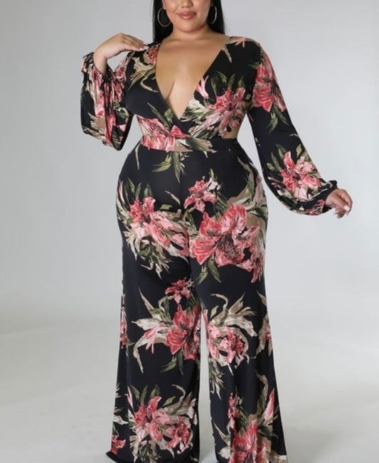 Plus Flower Jumpsuit