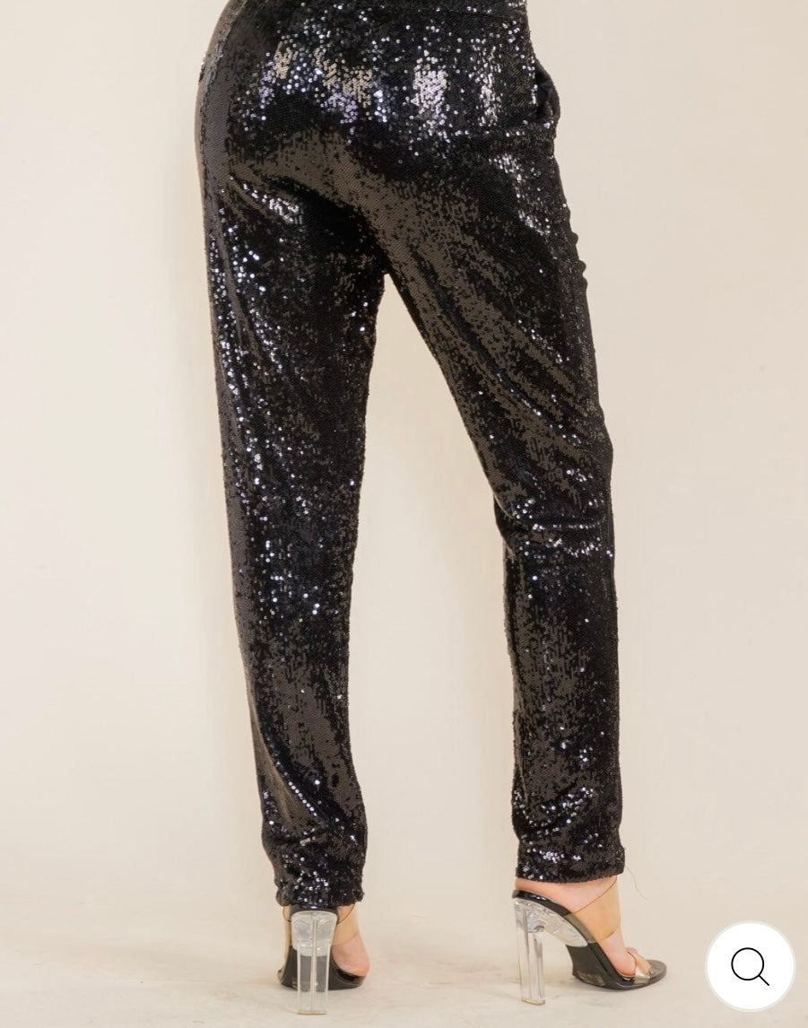 Black Sequin Pants