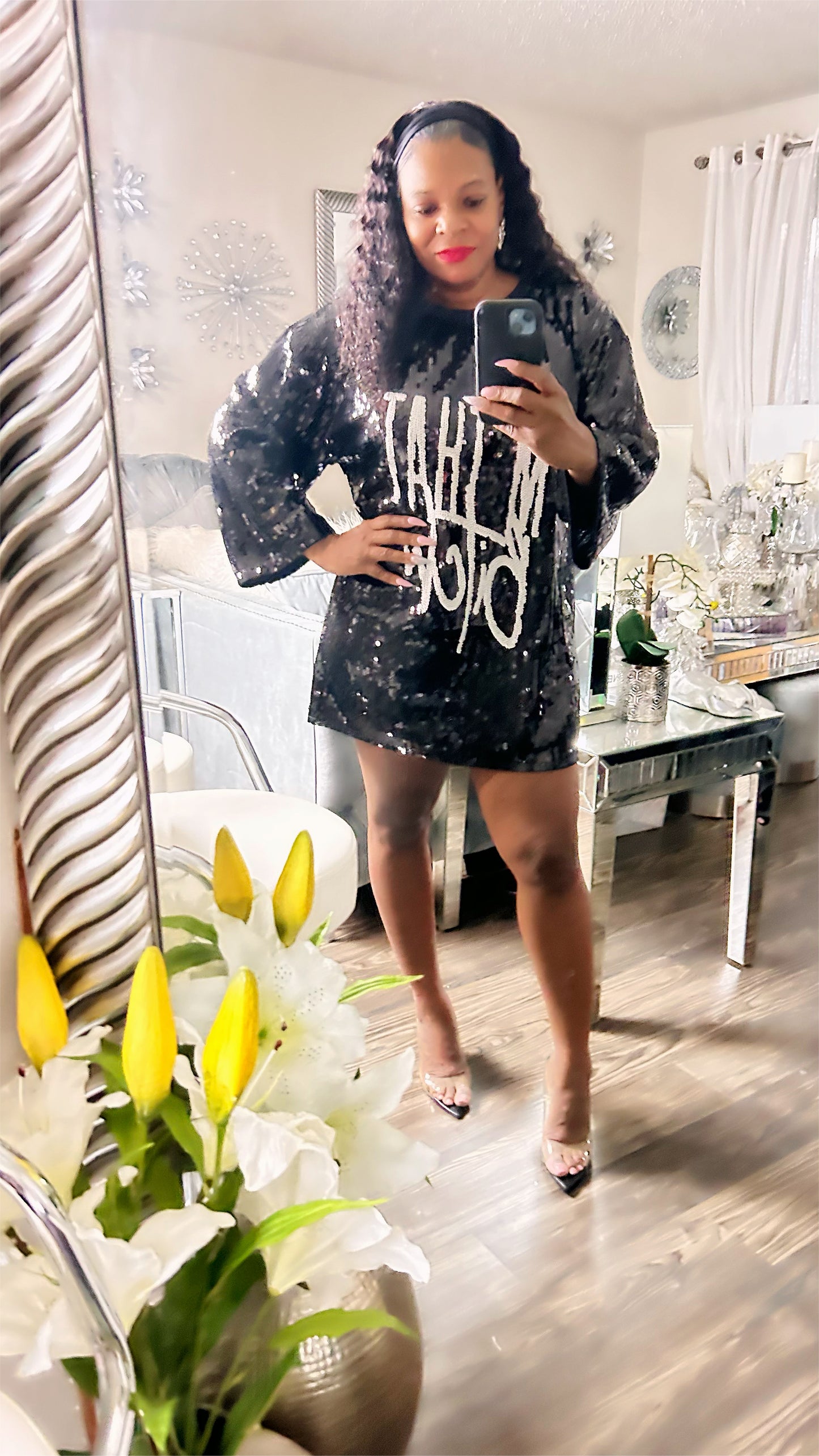 “I’m that B” Sequin Shirt Dress