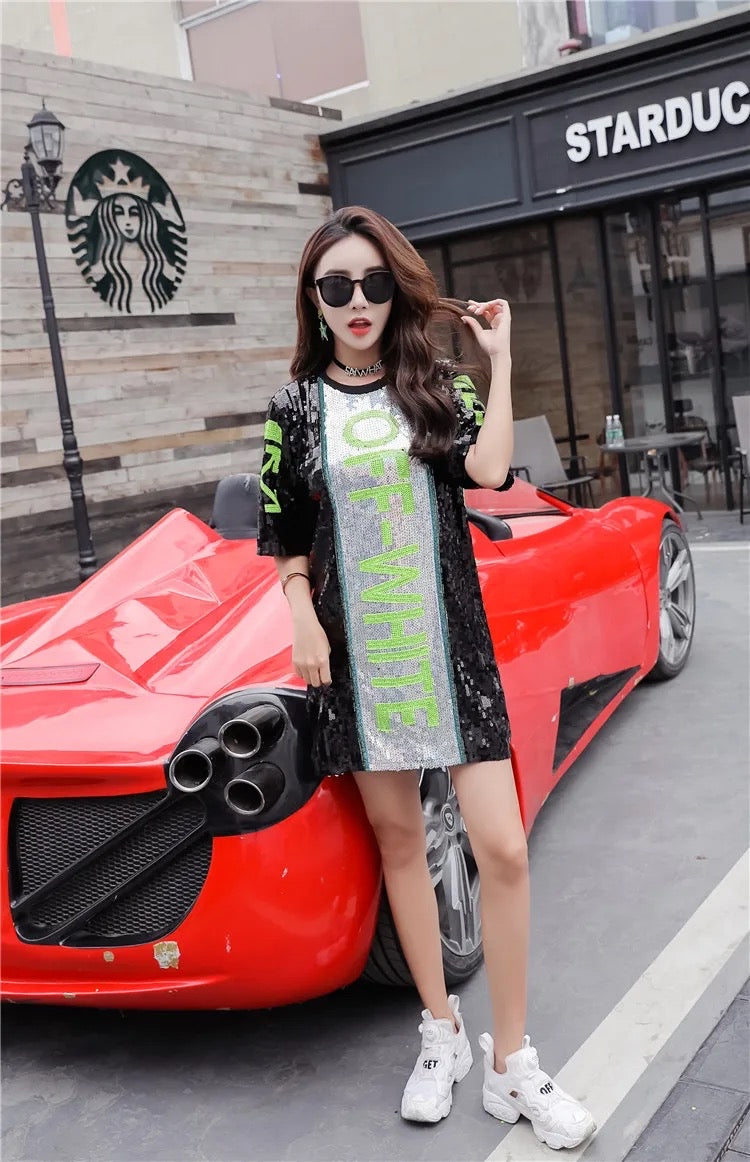 Off White Sequin Dress