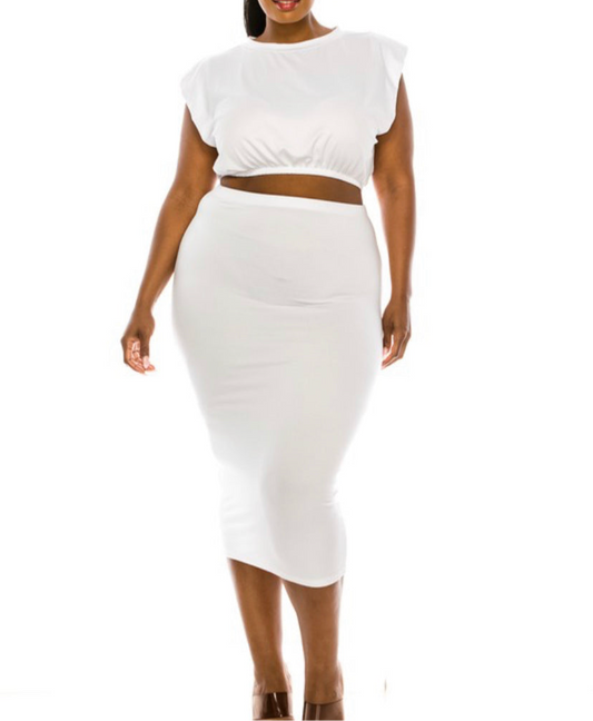 2pcs “Plus Skirt Sets” White