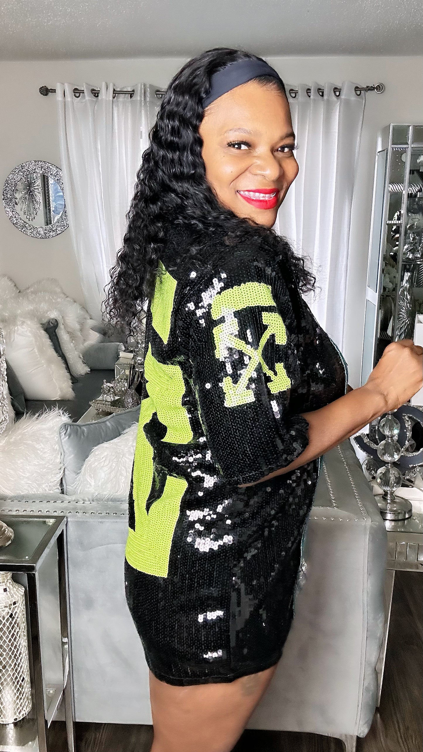 Off White Sequin Dress