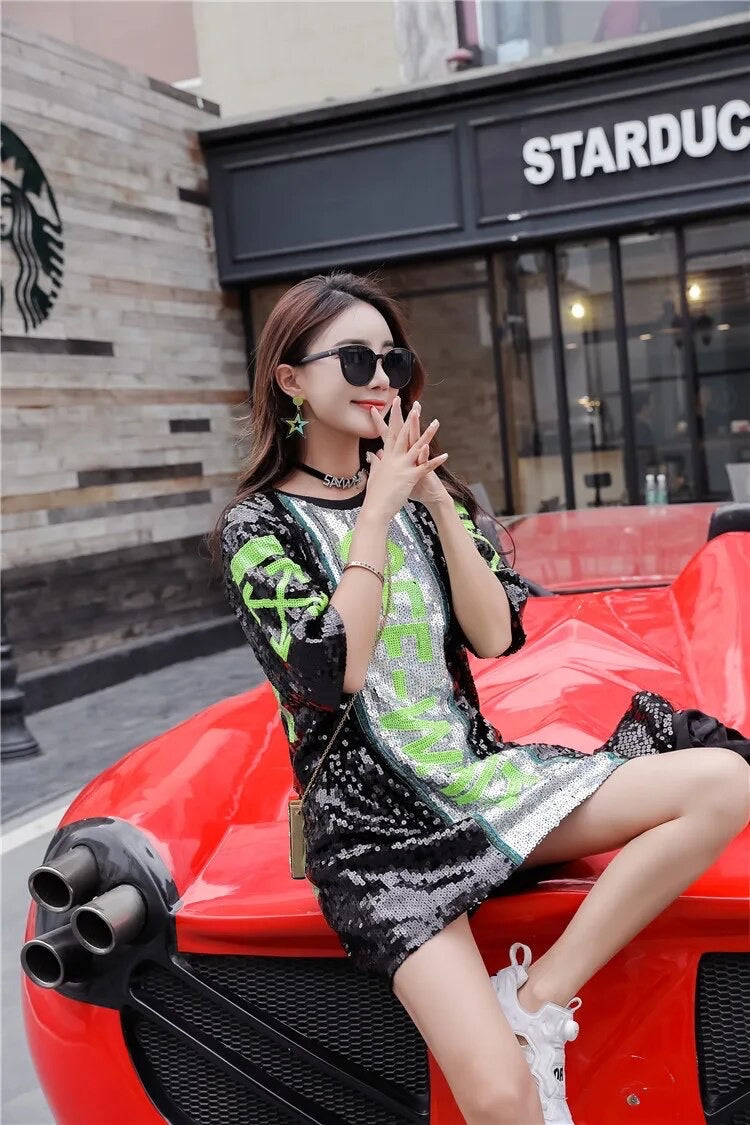 Off White Sequin Dress