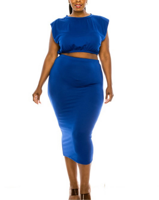 2pcs “Plus Skirt Sets” Blue