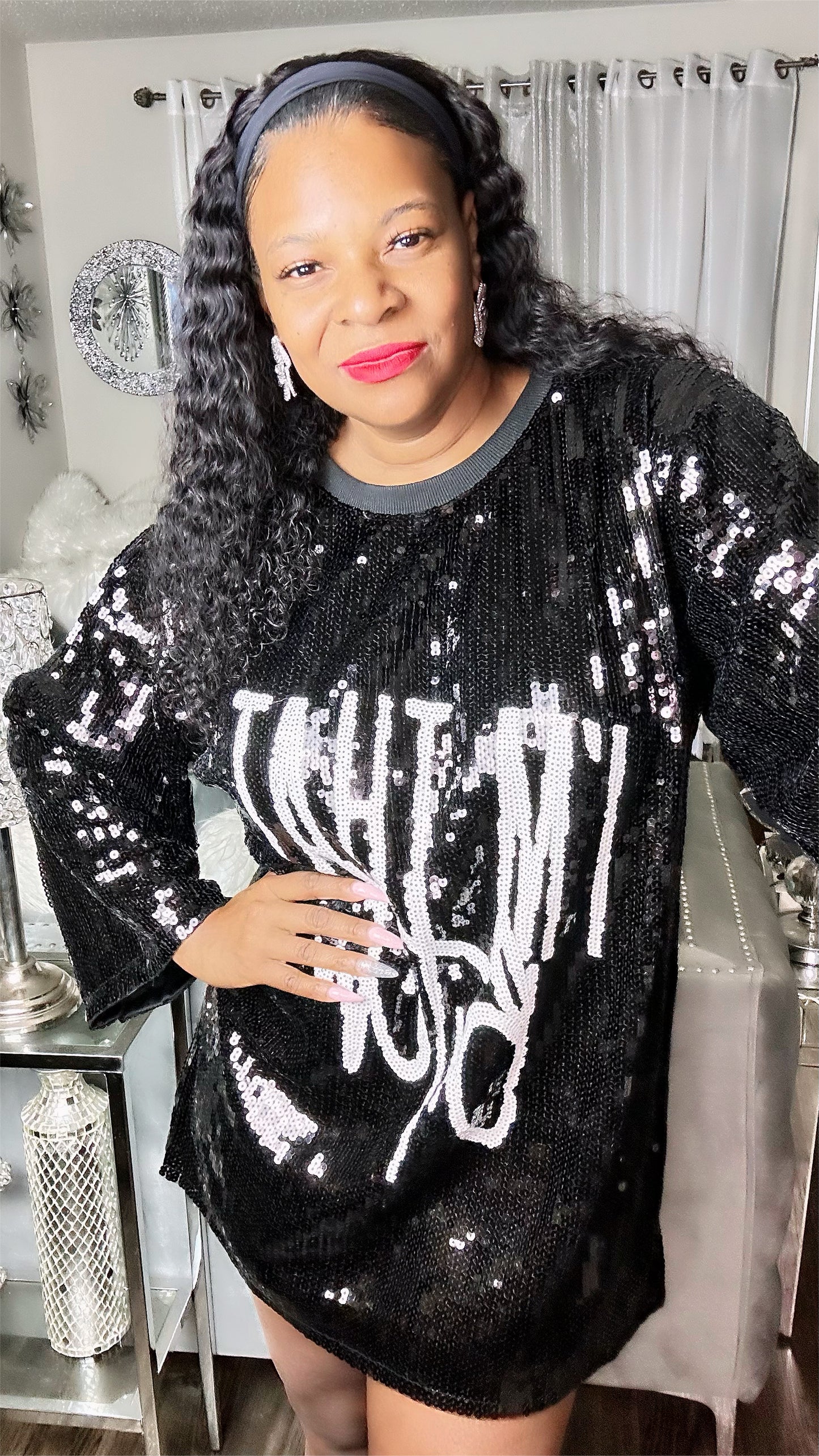 “I’m that B” Sequin Shirt Dress