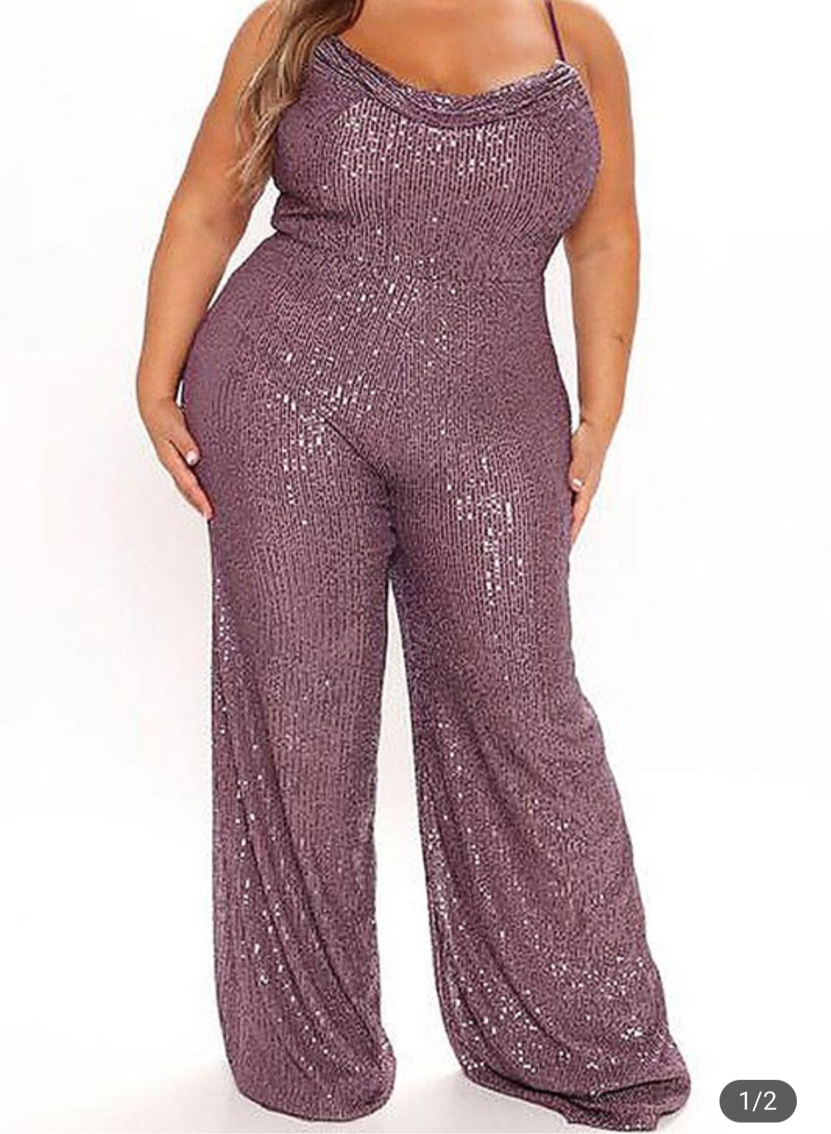Plus Size Sequin Jumpsuit