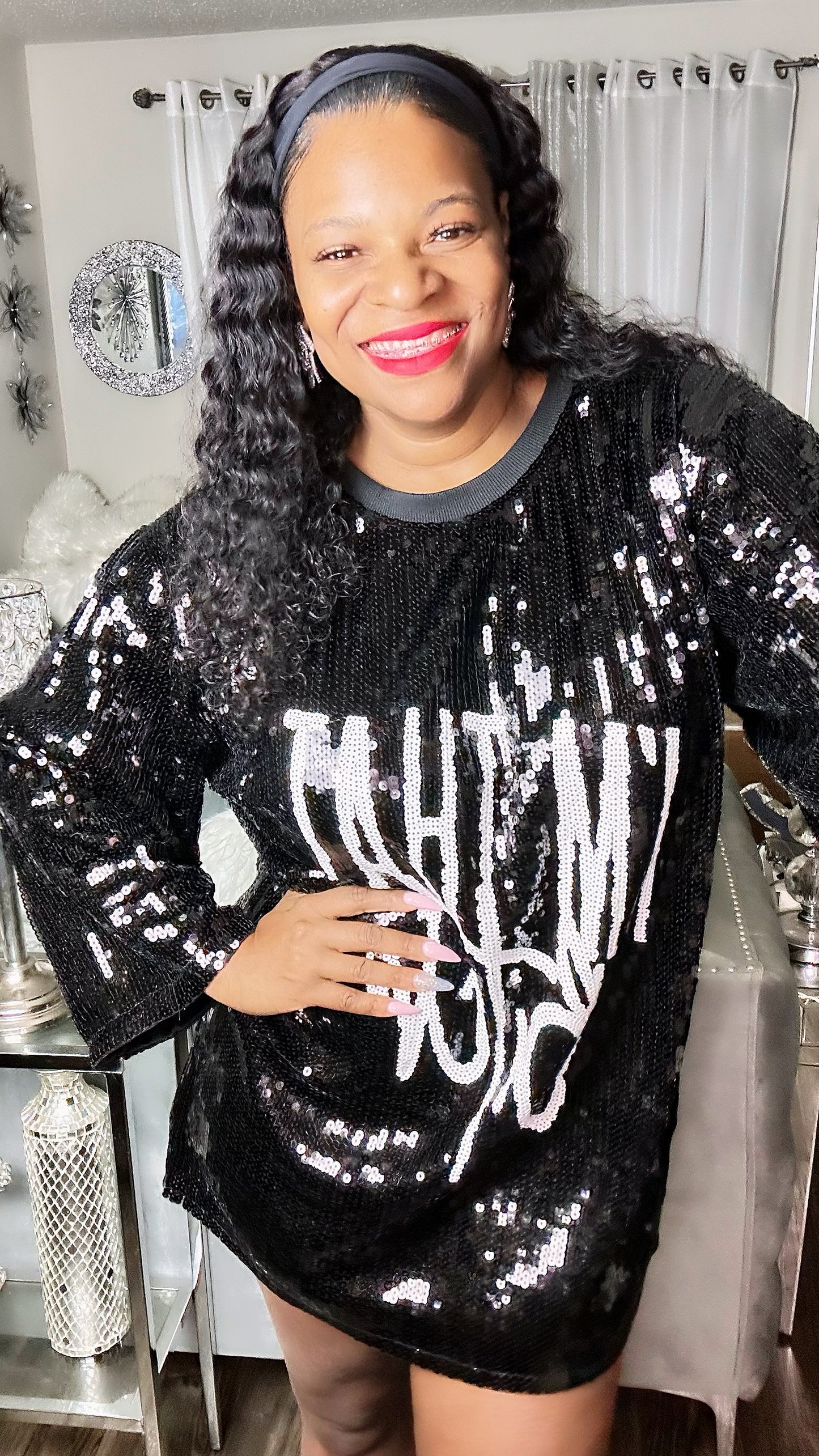 “I’m that B” Sequin Shirt Dress