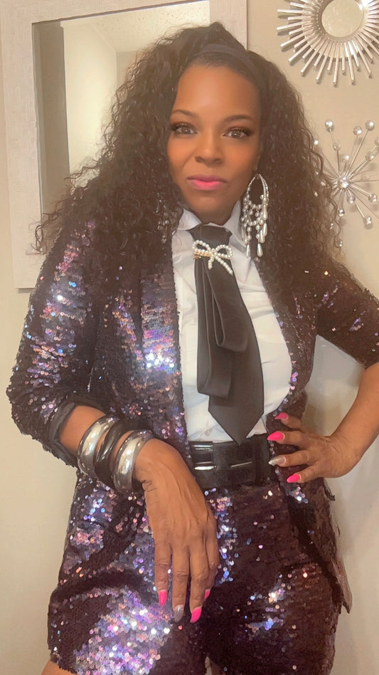 Purple Sequin 2pcs Sets