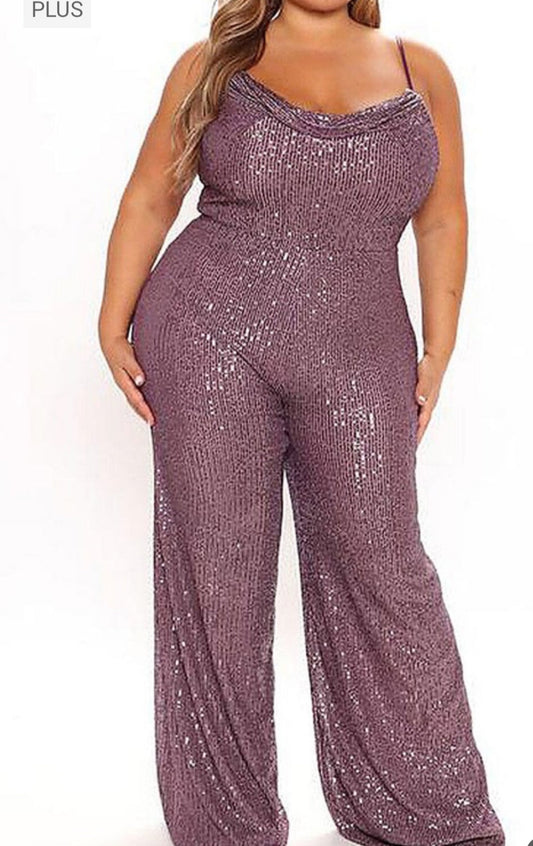 Plus Size Sequin Jumpsuit