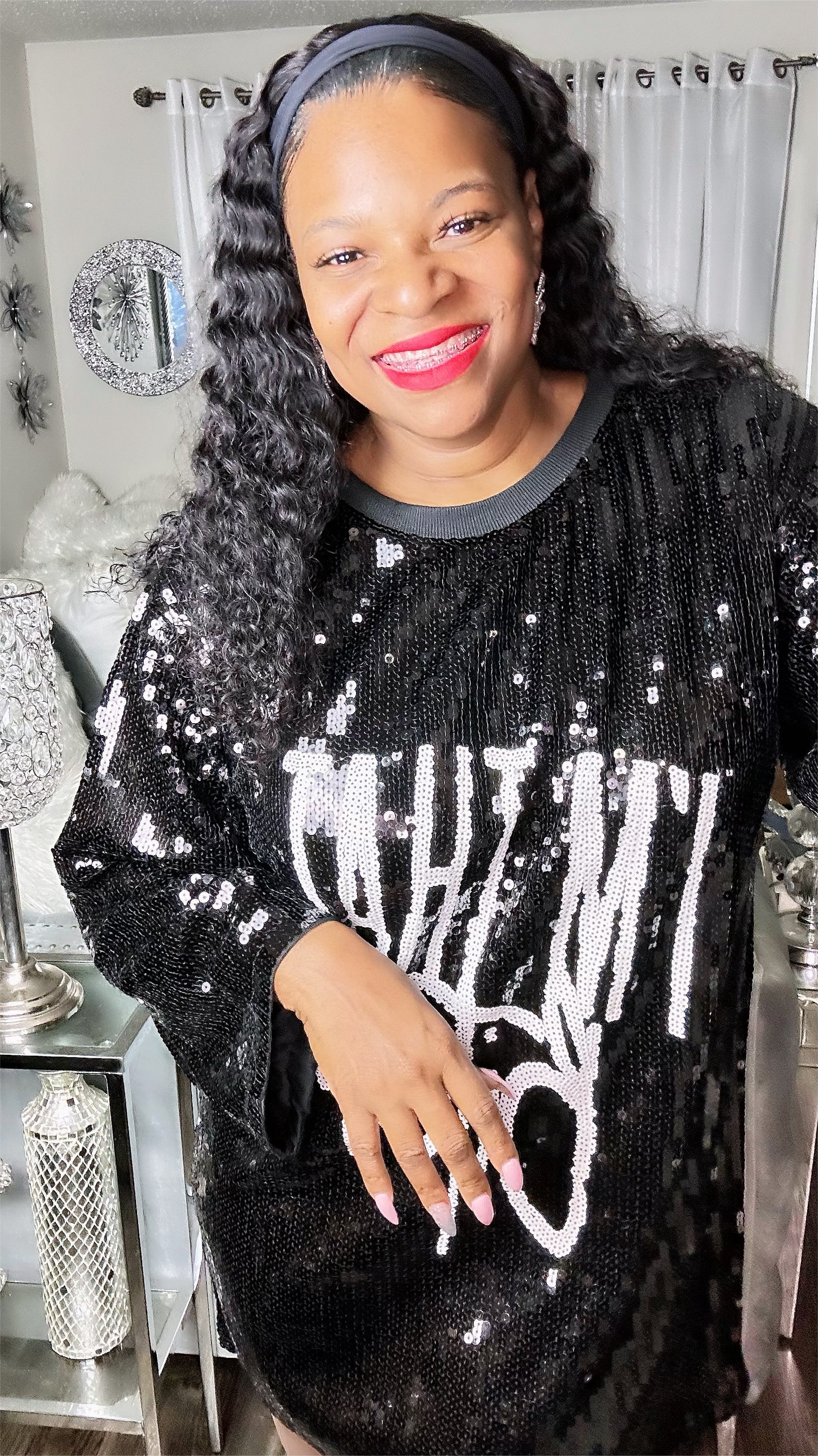 “I’m that B” Sequin Shirt Dress