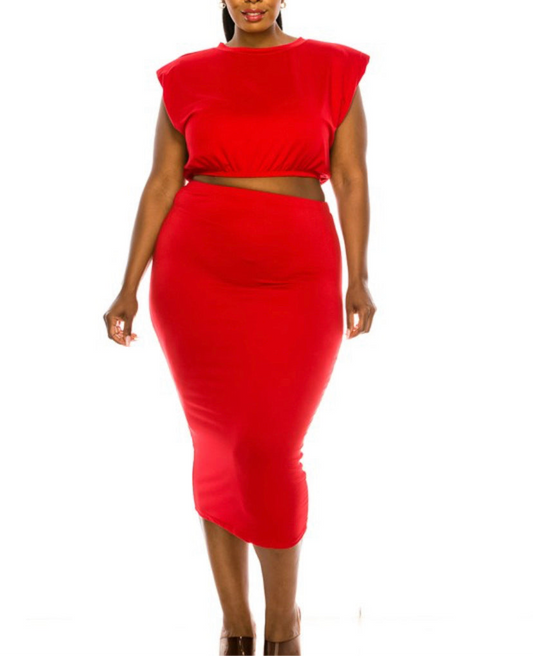 2pcs “Plus Skirt Sets” Red