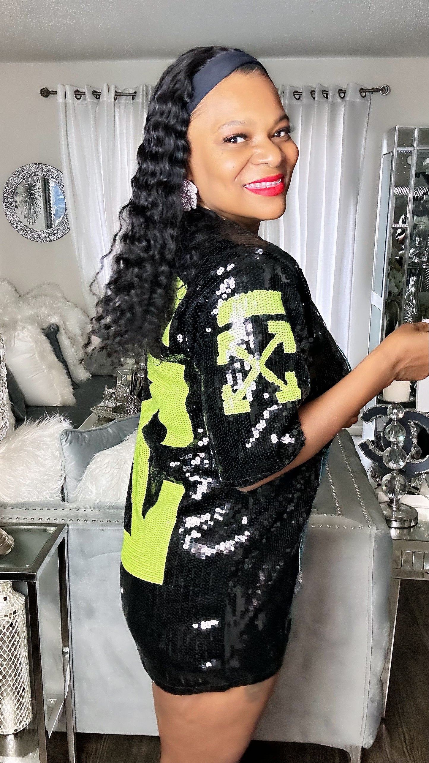 Off White Sequin Dress