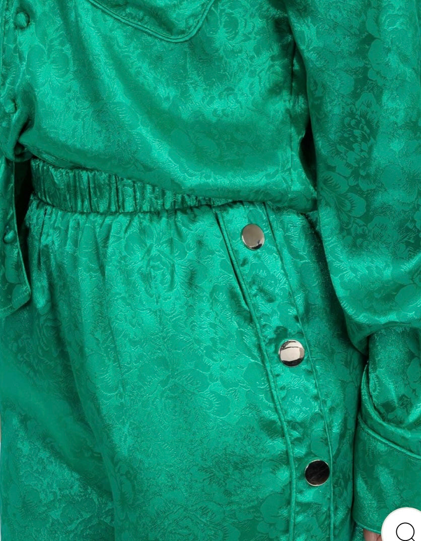 Green 2pcs Satin Sets