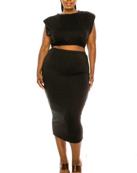 2pcs “Plus Skirt Sets” Black