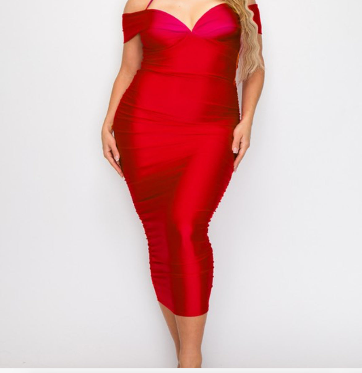 Bodycon Red Midi Dress