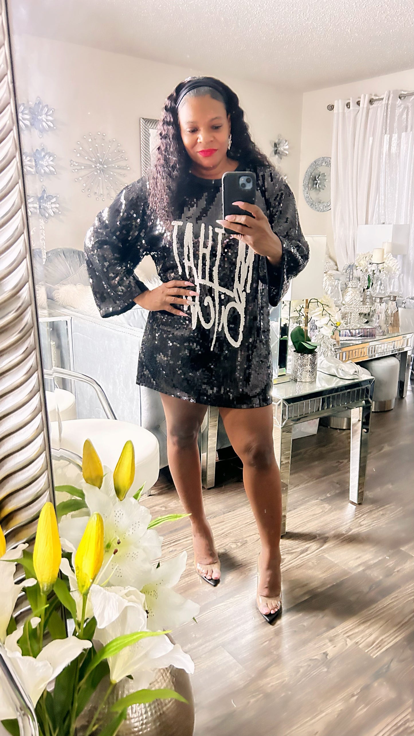 “I’m that B” Sequin Shirt Dress