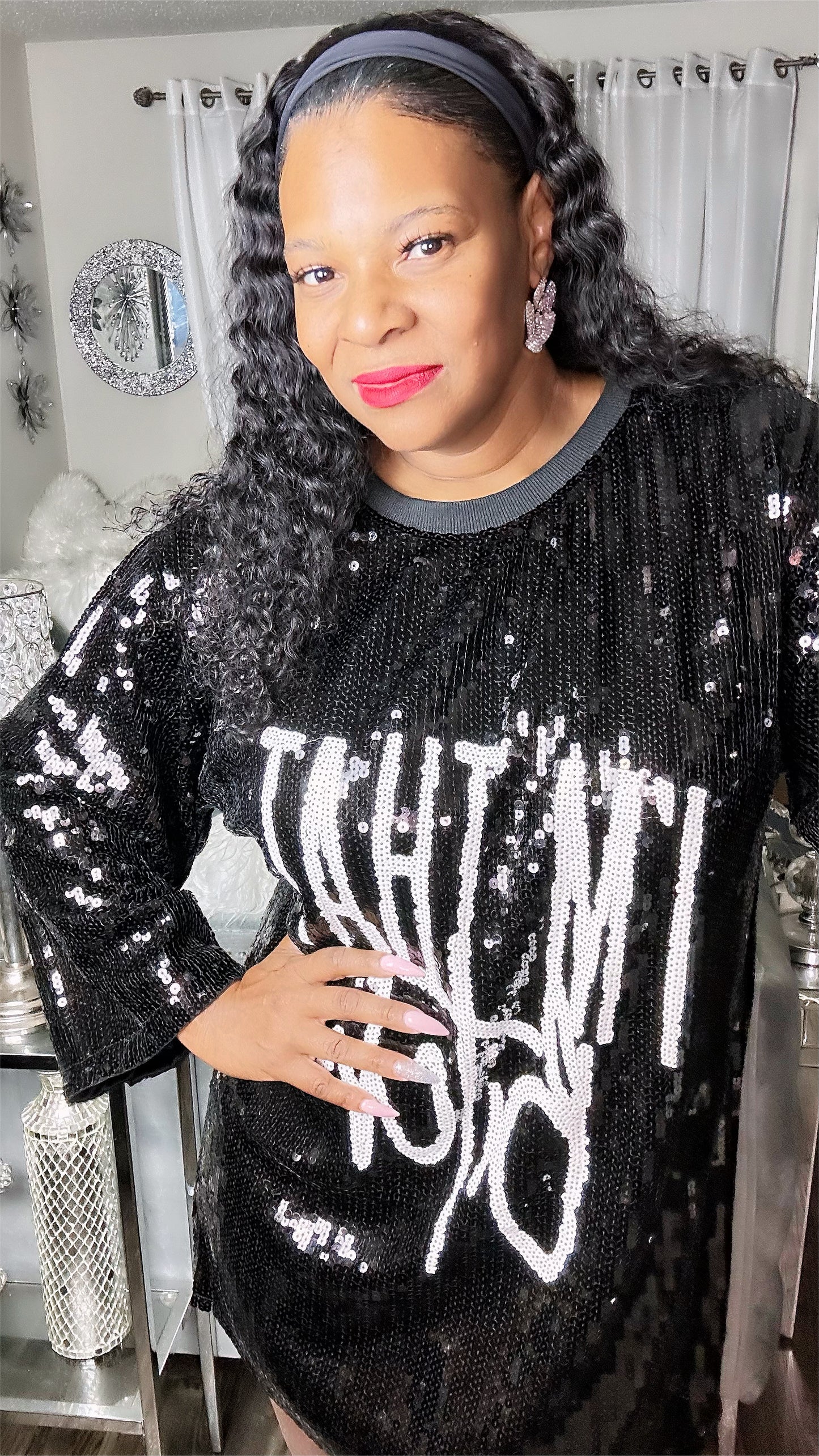 “I’m that B” Sequin Shirt Dress