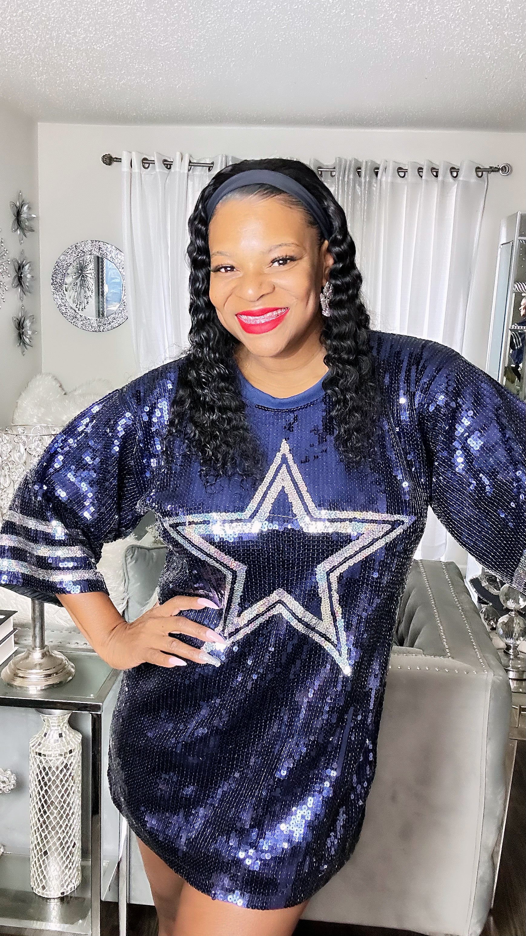 dallas cowboys sequin dress Dallas Cowboys Sequin Star Dress – Unterrio's