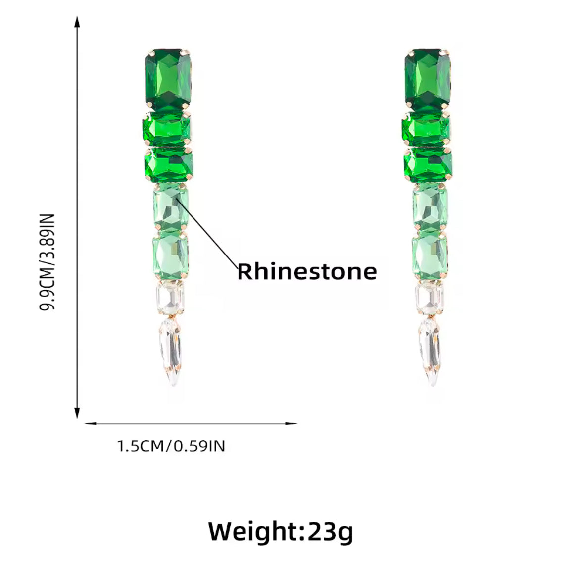 Green square earrings