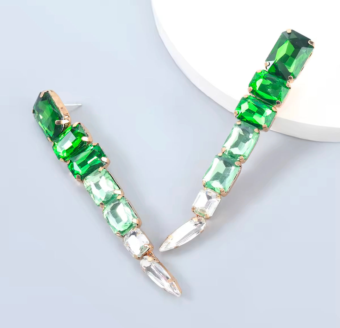 Green square earrings