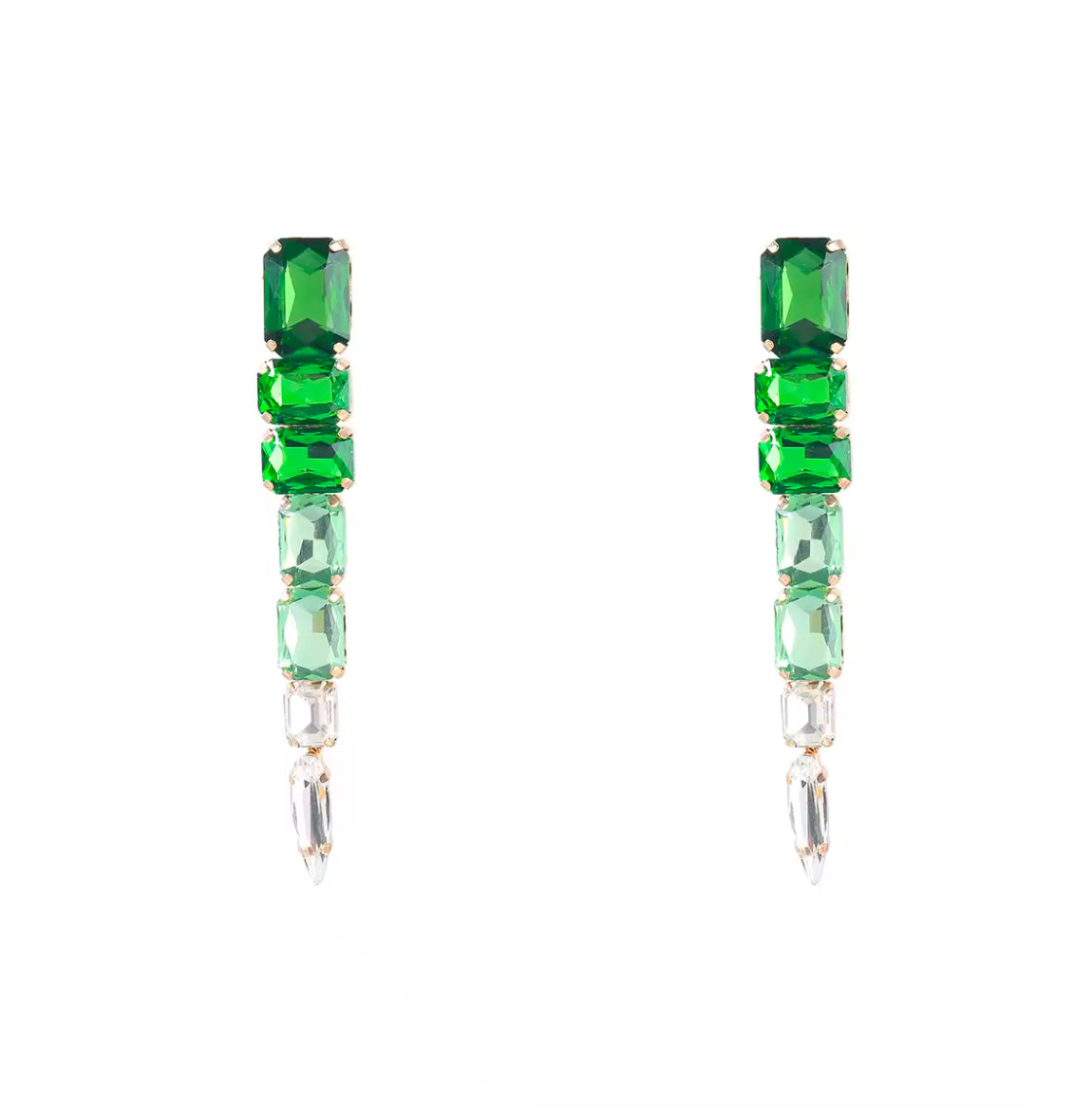 Green square earrings