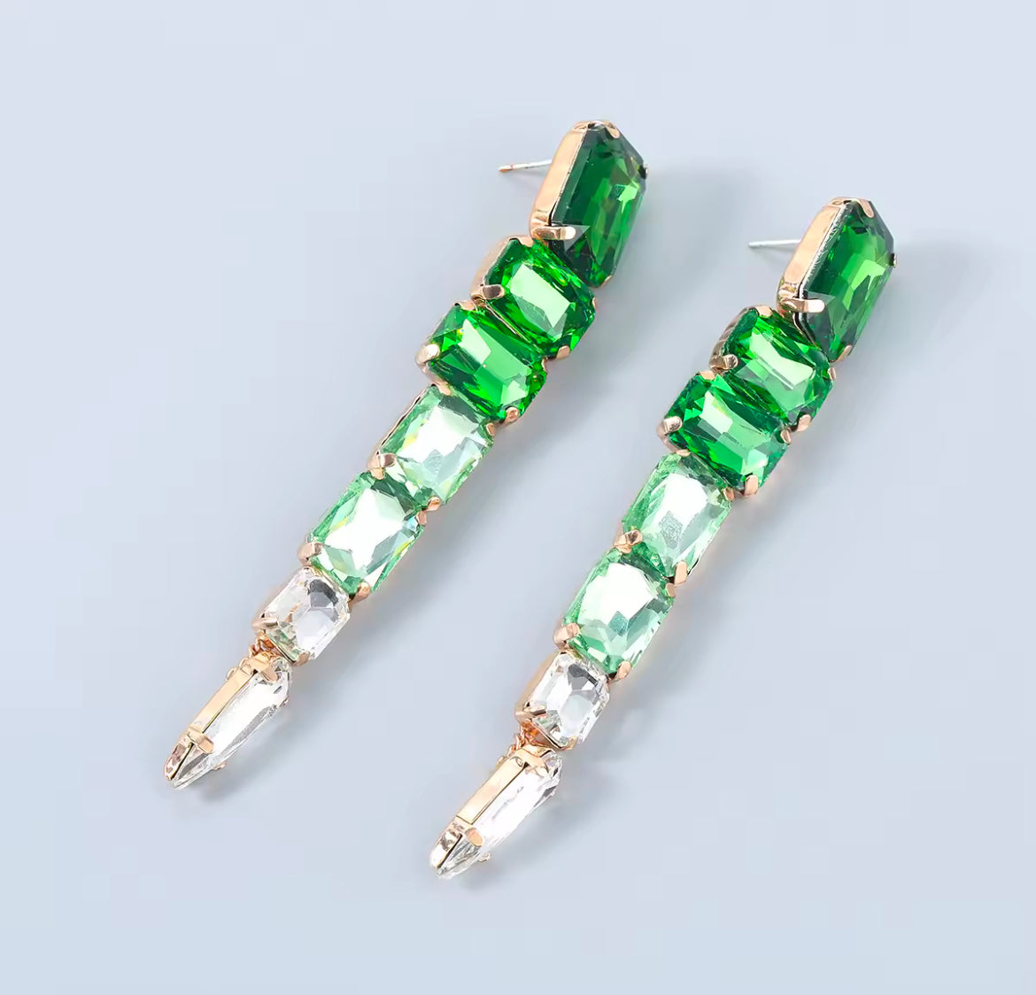 Green square earrings