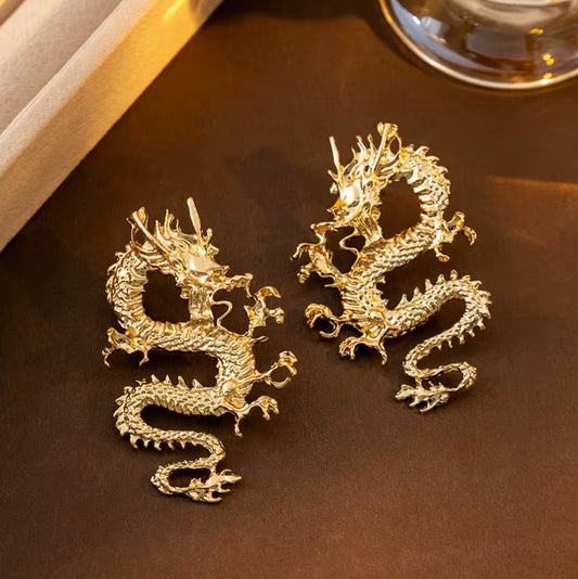 Dragon Earrings Gold