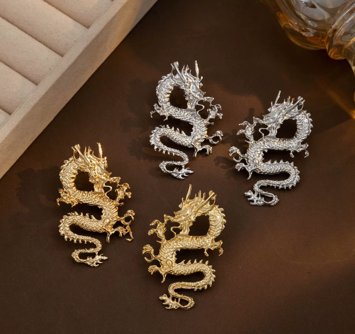 Dragon Earrings Gold
