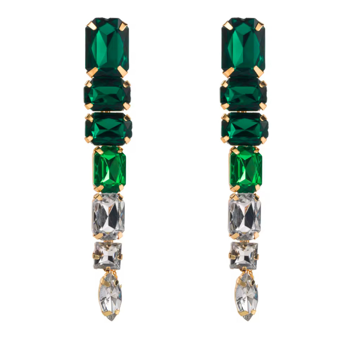 Green square earrings