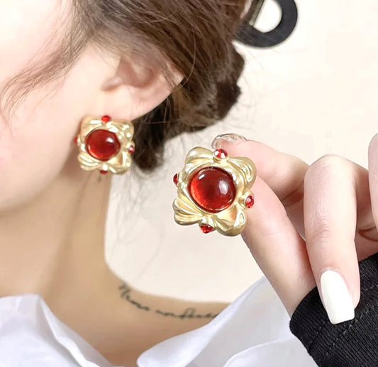 Red Square Earrings