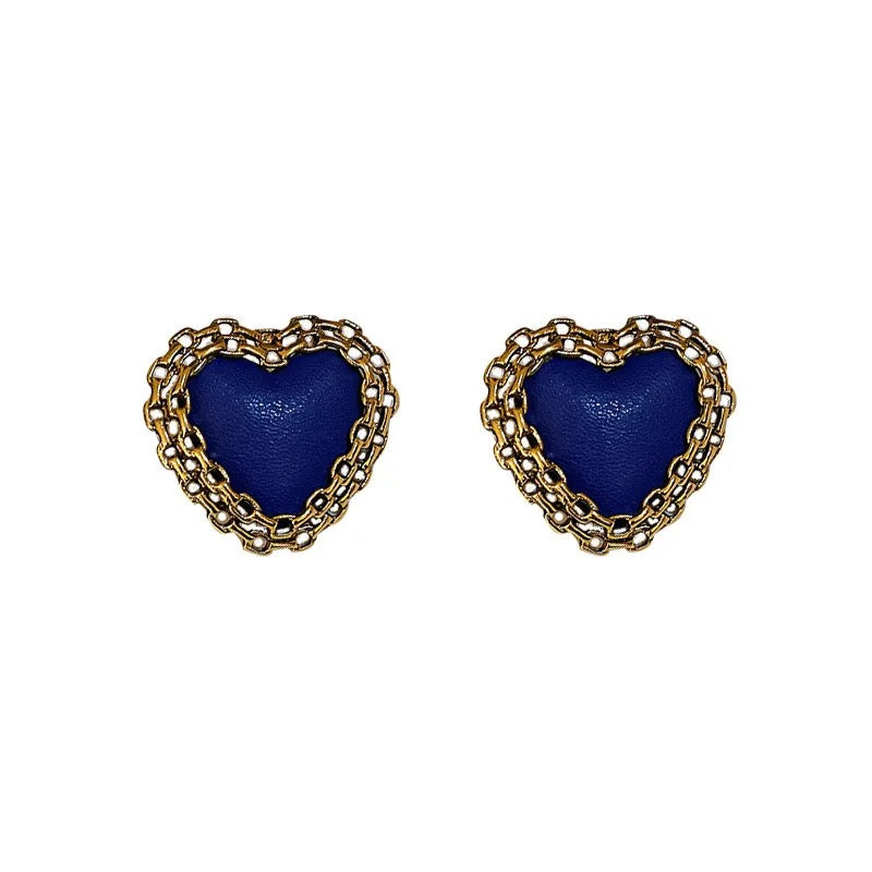 Blue heart earrings