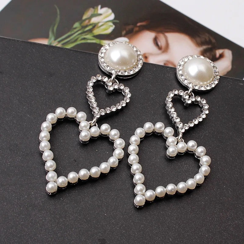 Heart Pearl Earrings