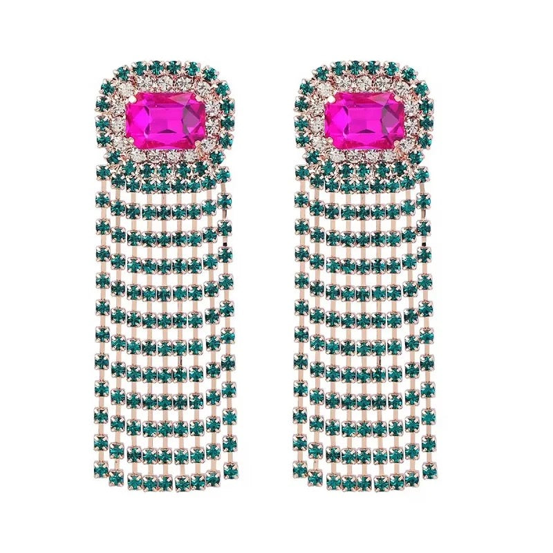 Green Tassels Earrings