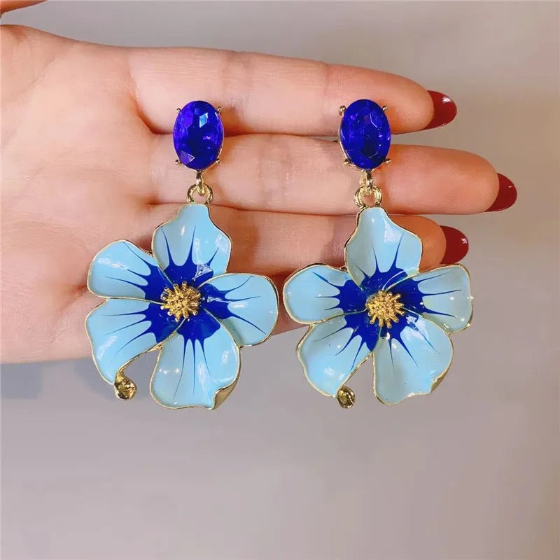 Blue Rose Earrings