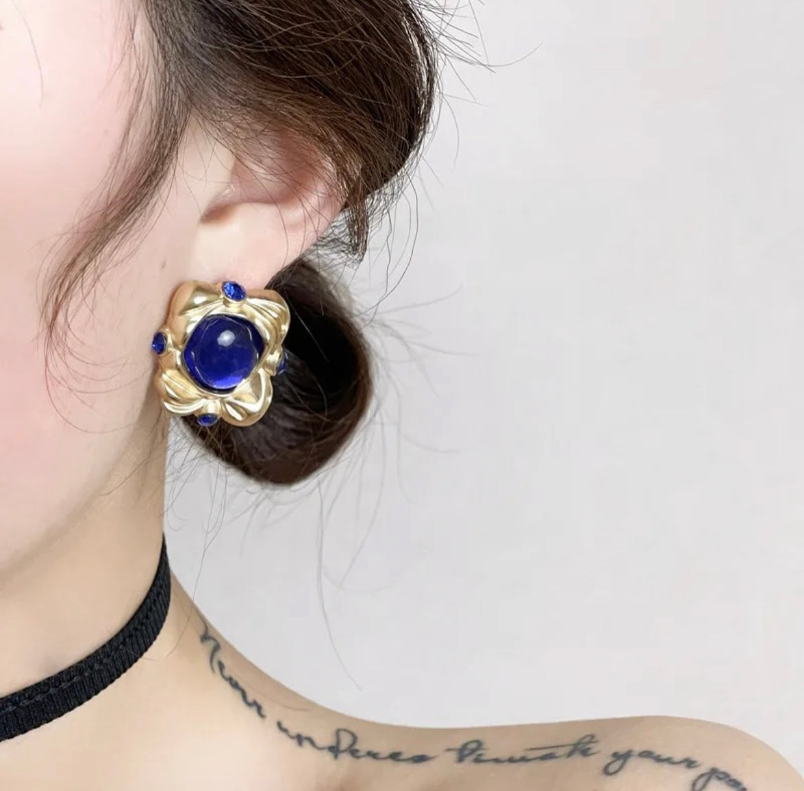 Blue Square Earrings