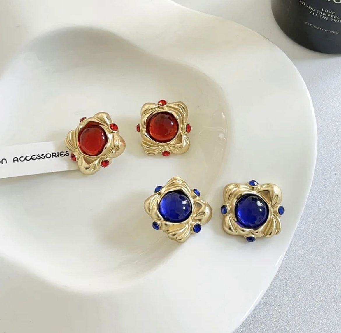 Red Square Earrings