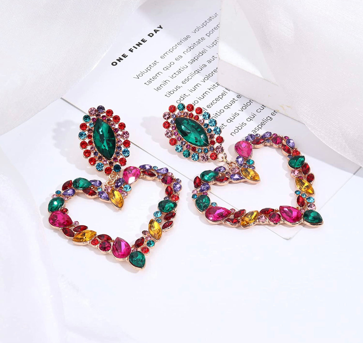 Green Heart Earrings