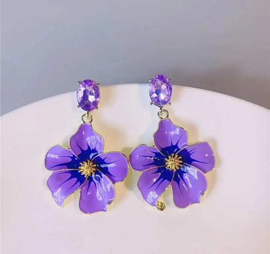 Purple Rose Earrings