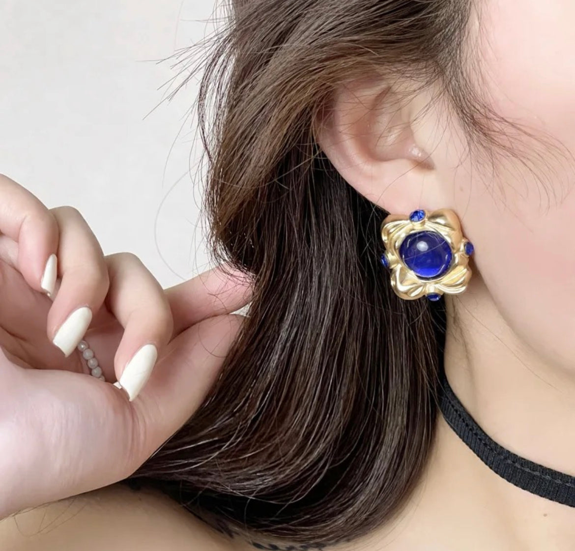 Blue Square Earrings