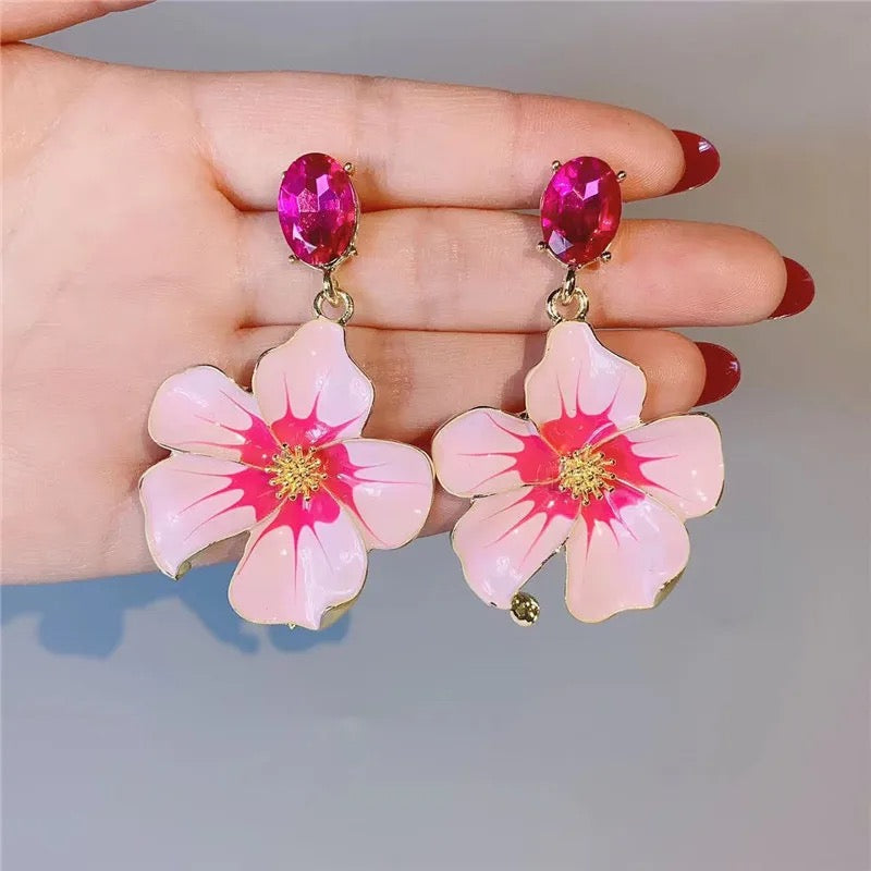Pink Rose Earrings