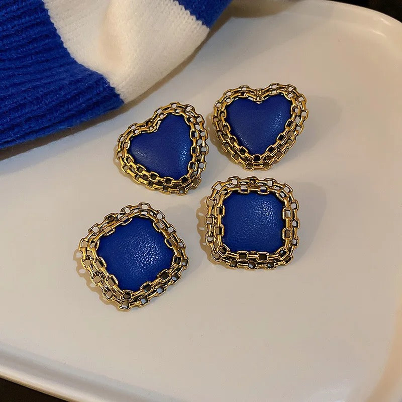 Blue heart earrings