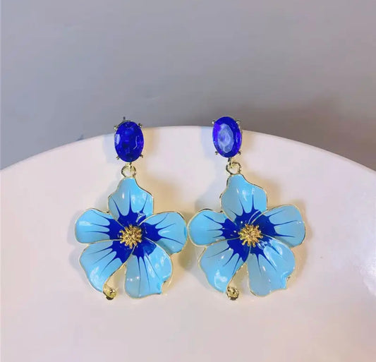 Blue Rose Earrings
