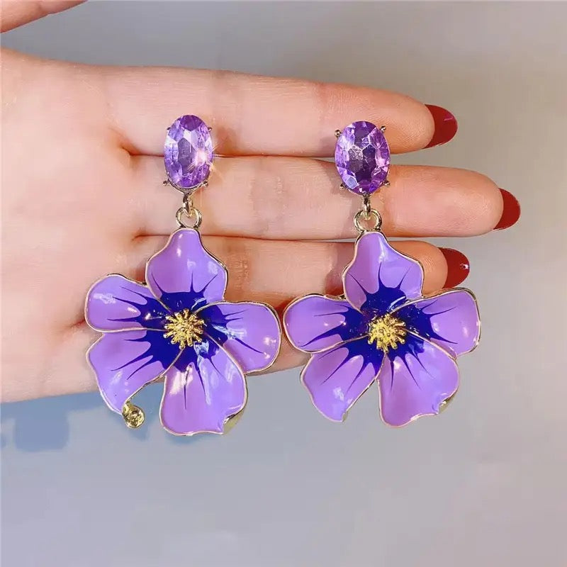 Purple Rose Earrings
