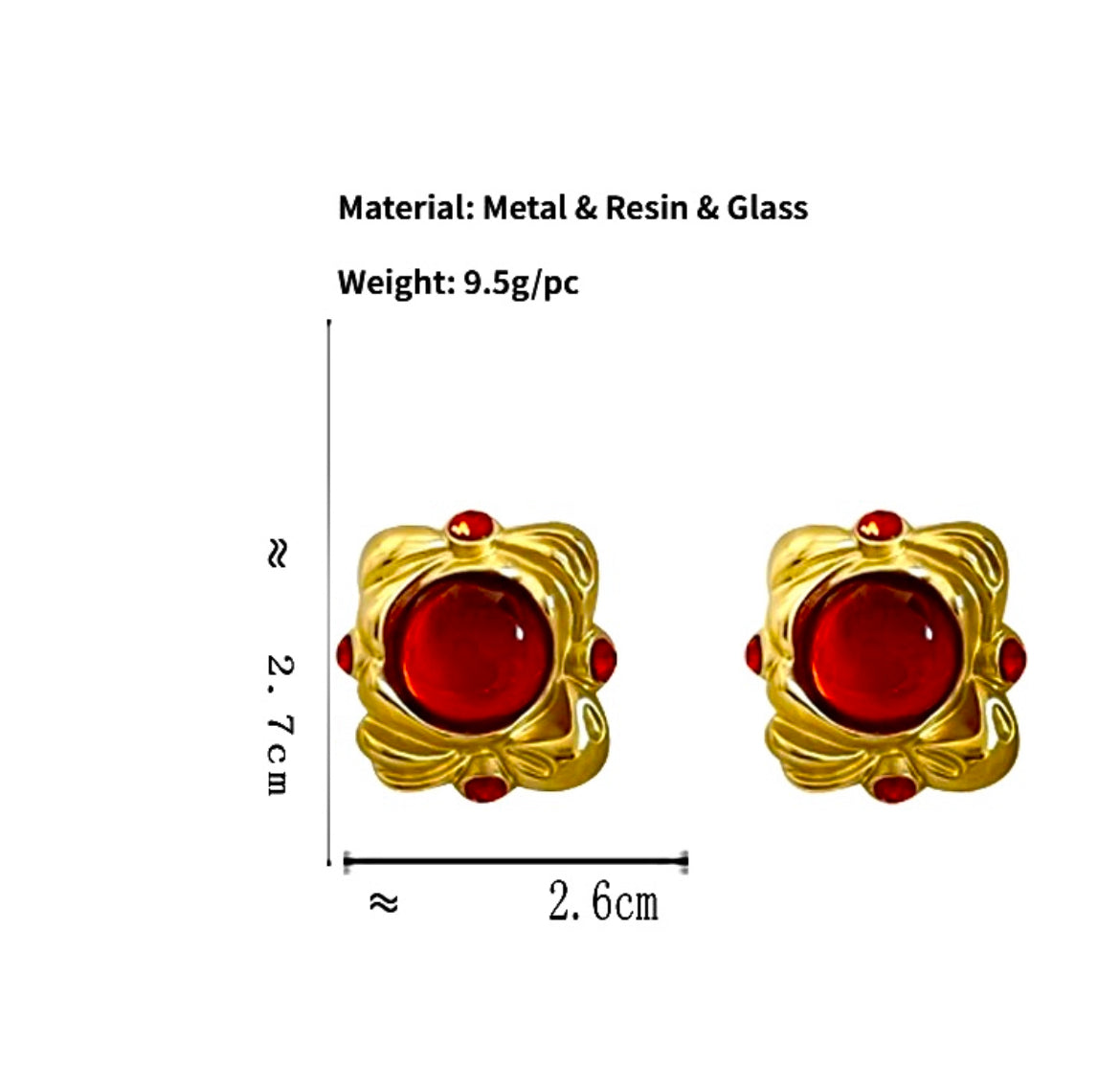 Red Square Earrings