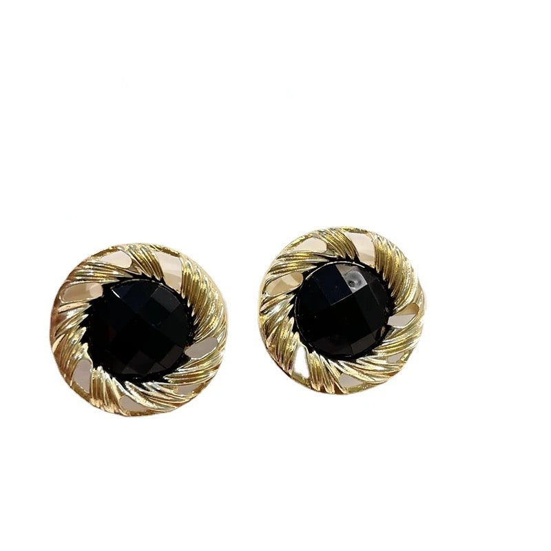 Black Round Earrings