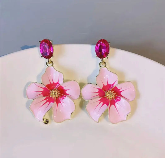 Pink Rose Earrings