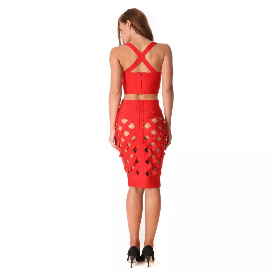 Red Bandage Dress 3pcs