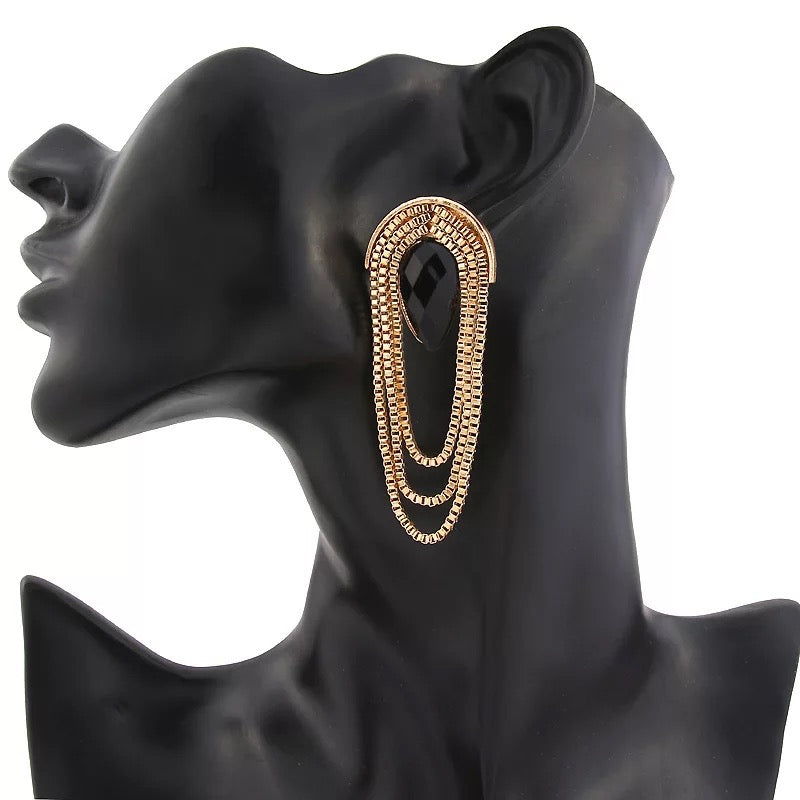 Black Oval Earrings