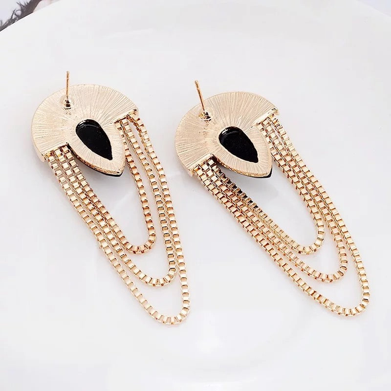 Black Oval Earrings