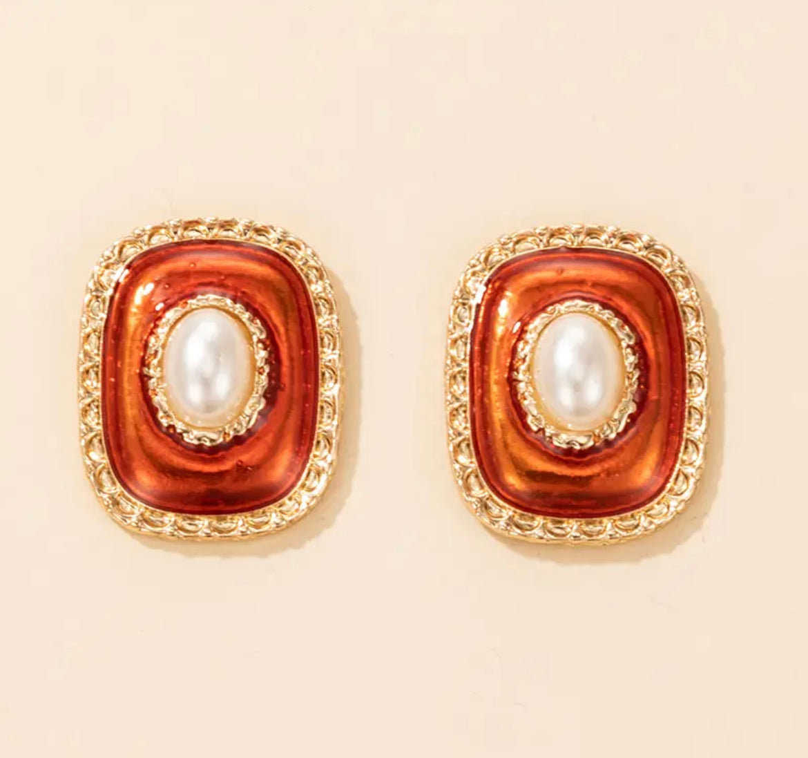 Red button earrings